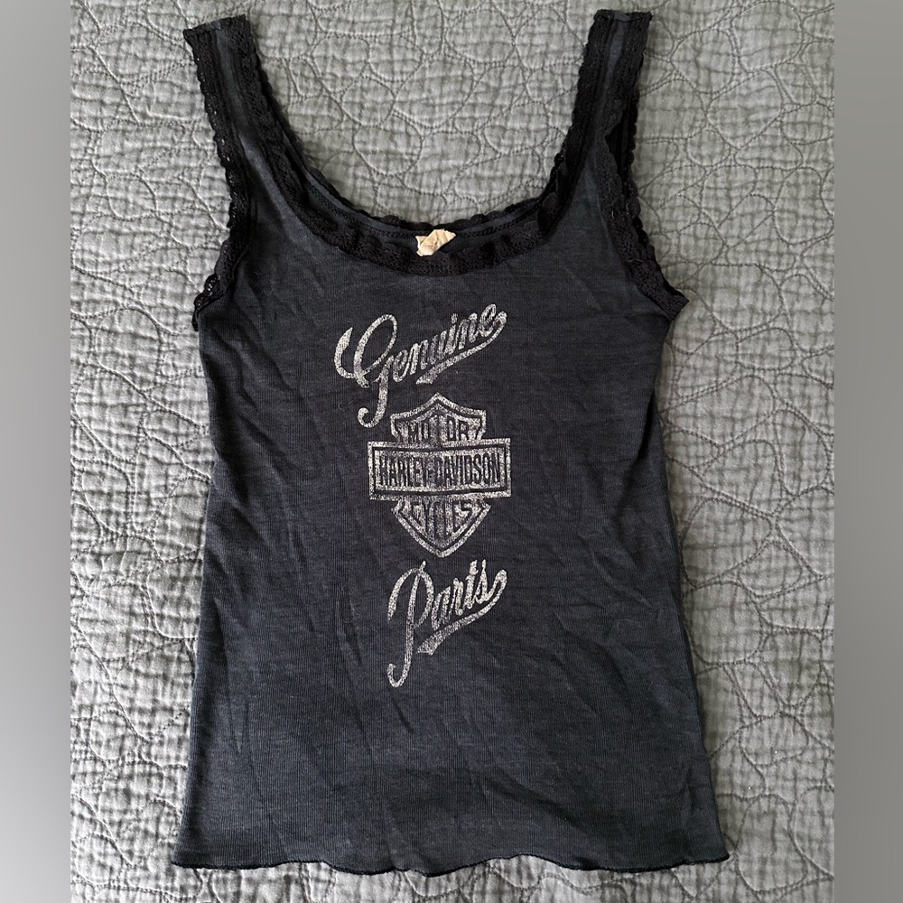 Harley-Davidson Motorcycles Vintage Women's Black lace Tank Top